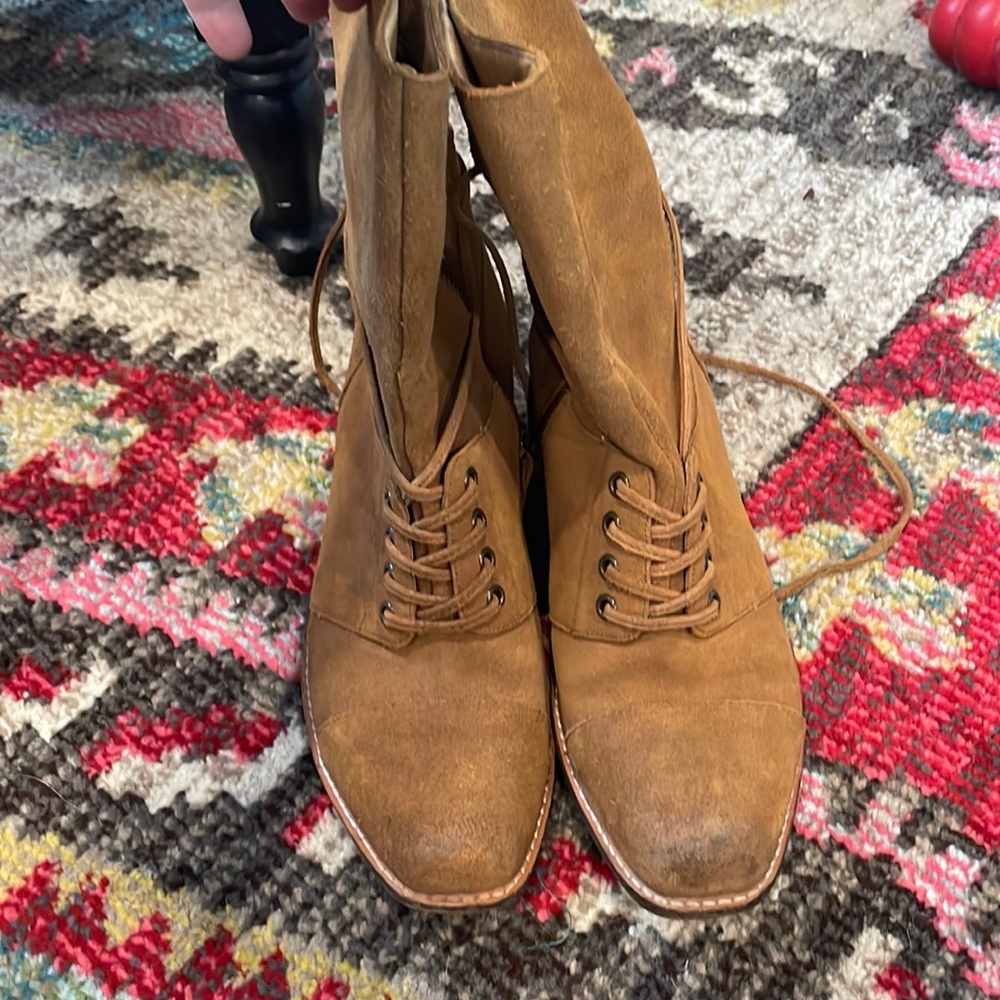 Latigo Portland Mid Heel Cognac Suede Lace Up Boot